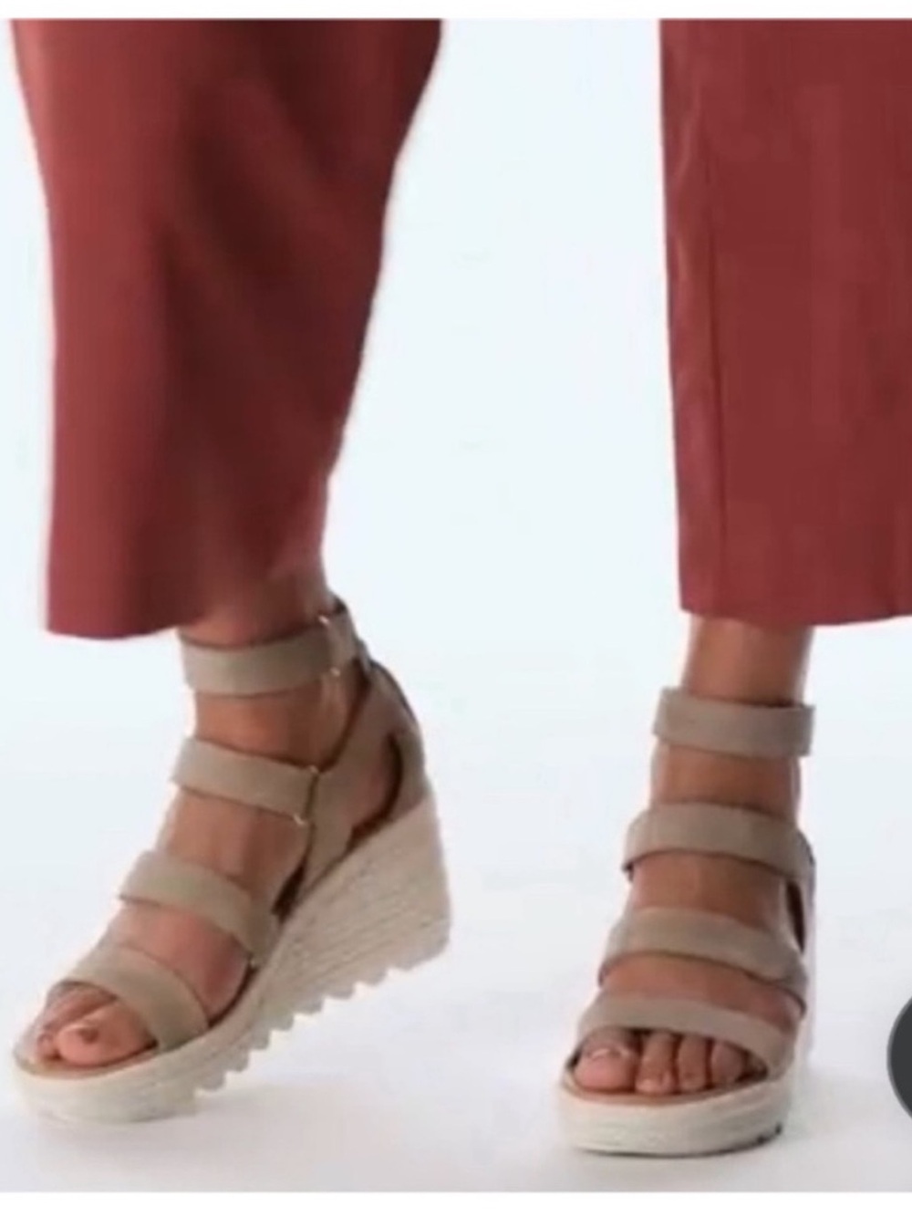 Sorel Cameron Taupe Multi-Strap Espadrille Wedge Sandals Sz 11